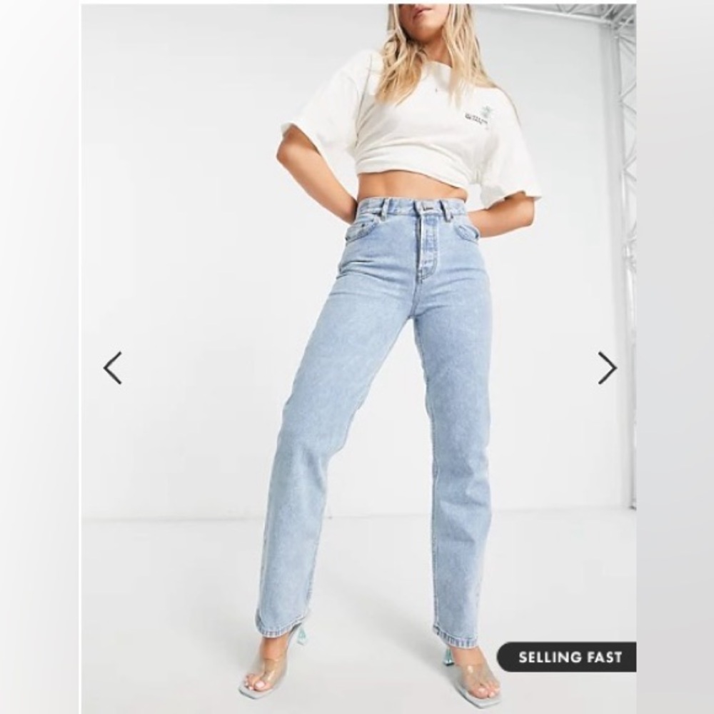 ASOS DESIGN 90s straight leg jeans in light blue
